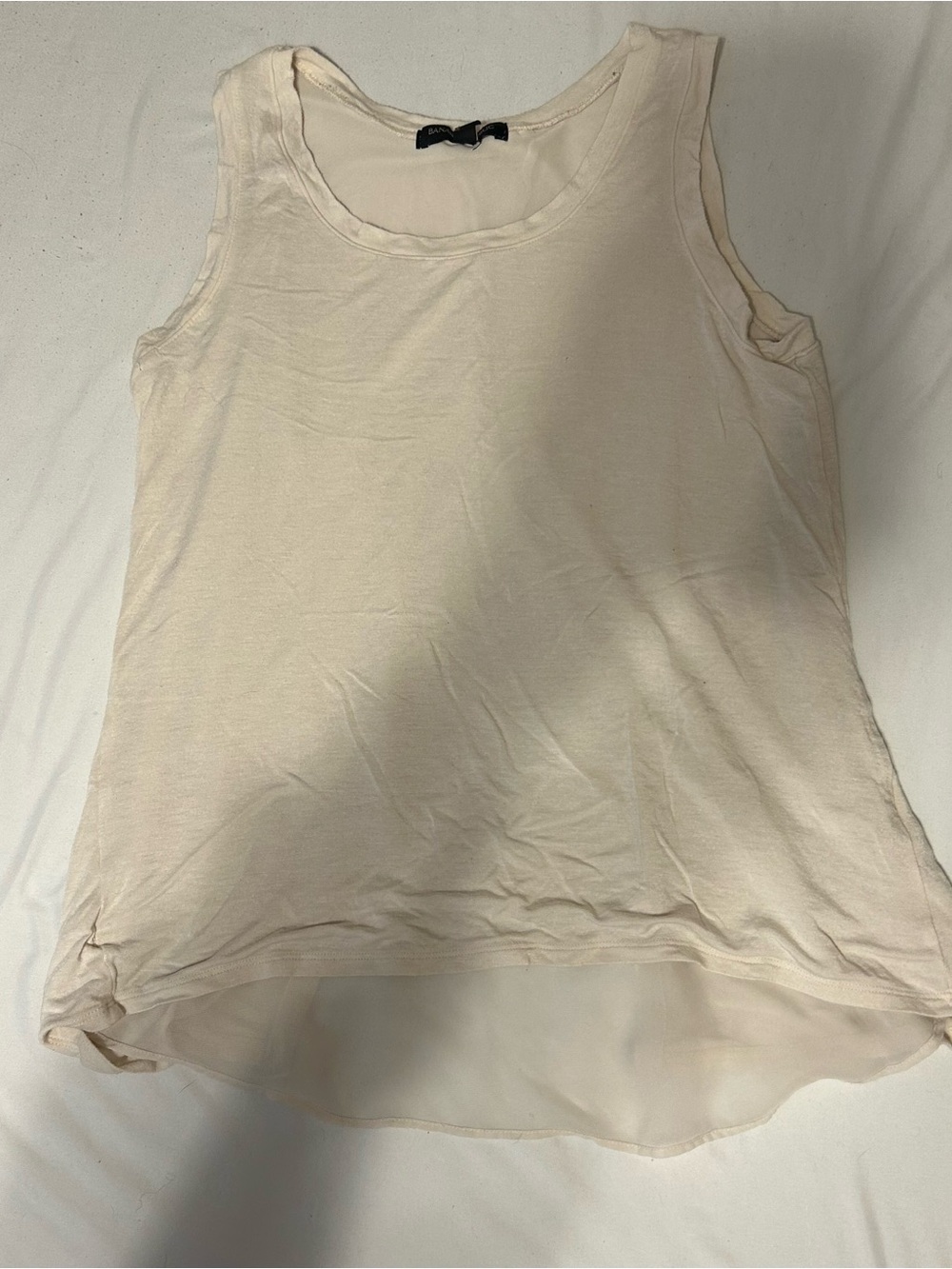 Banana Republic Cream Sleeveless Chiffon-Trim Tank